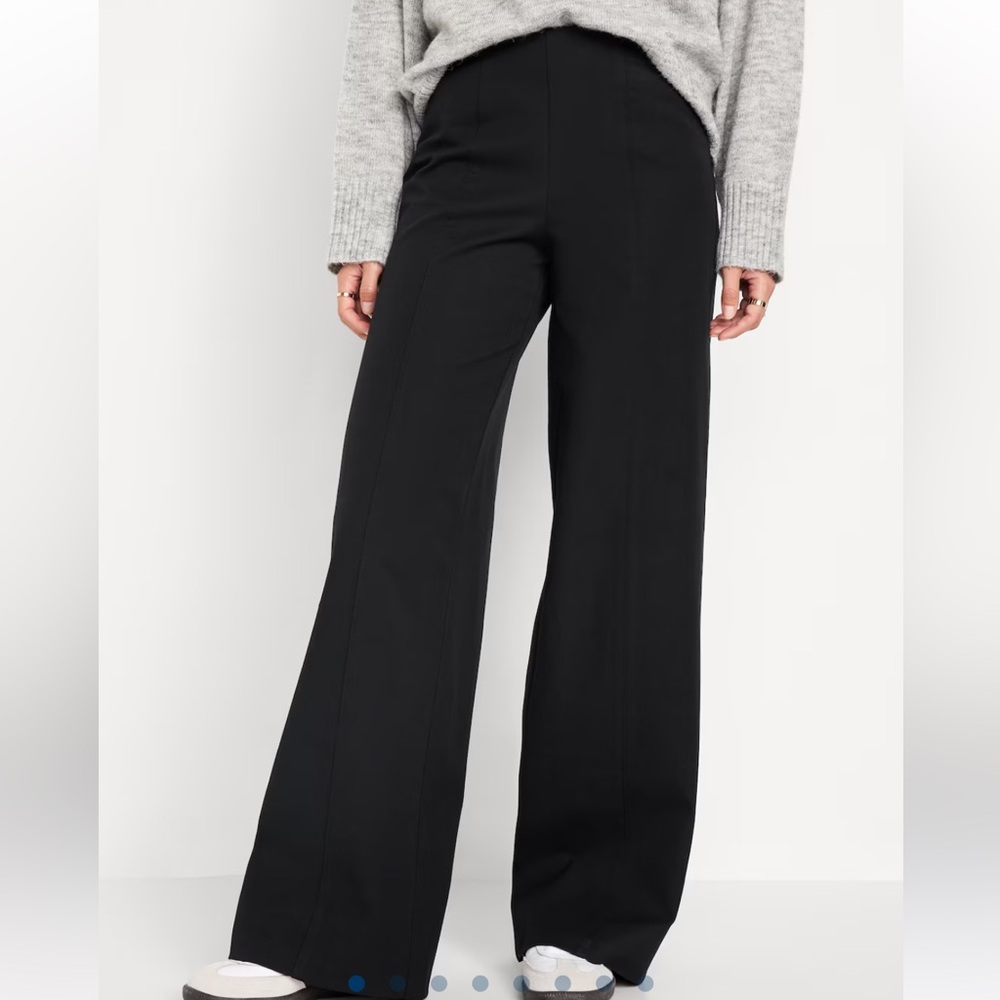 NWT Old Navy High-Waisted Pull-On Pixie Wide-Leg Pants new black